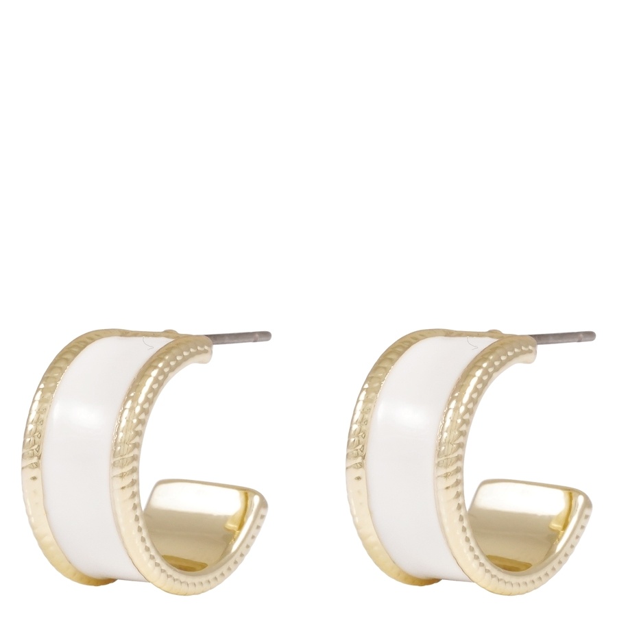 Snö Of Sweden Domino Wide Oval Earring Gold/White Onesize