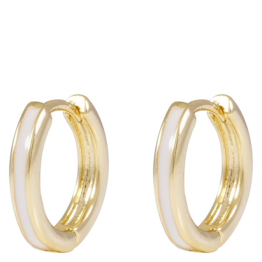 Snö Of Sweden Domino Thin Hoop Earring Gold/White