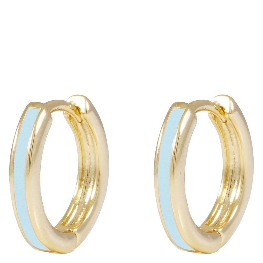 Snö Of Sweden Domino Thin Hoop Earring Gold/Light Blue