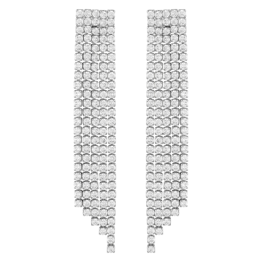 Snö Of Sweden Siri Big Stone Tassle Earring Silver/Clear Onesize