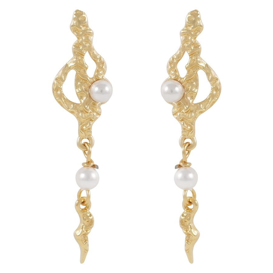 Snö Of Sweden Line Pendant Earring Gold/White Onesize