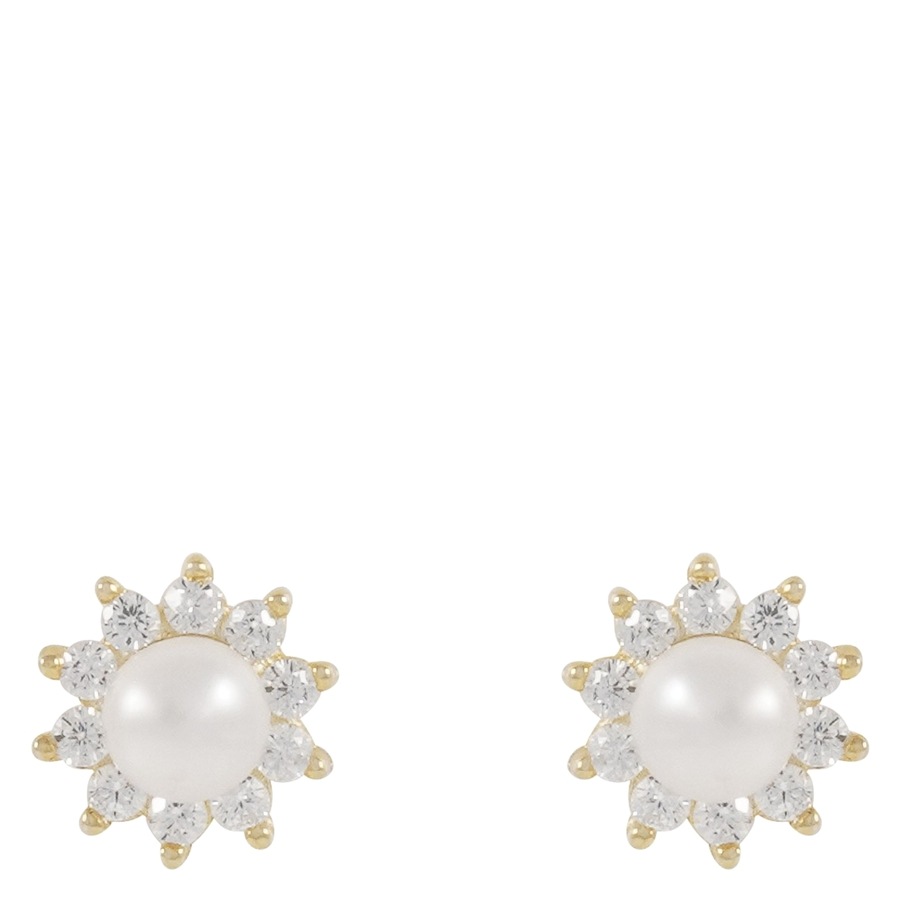Snö Of Sweden Line Pearl Earring Gold/White Onesize