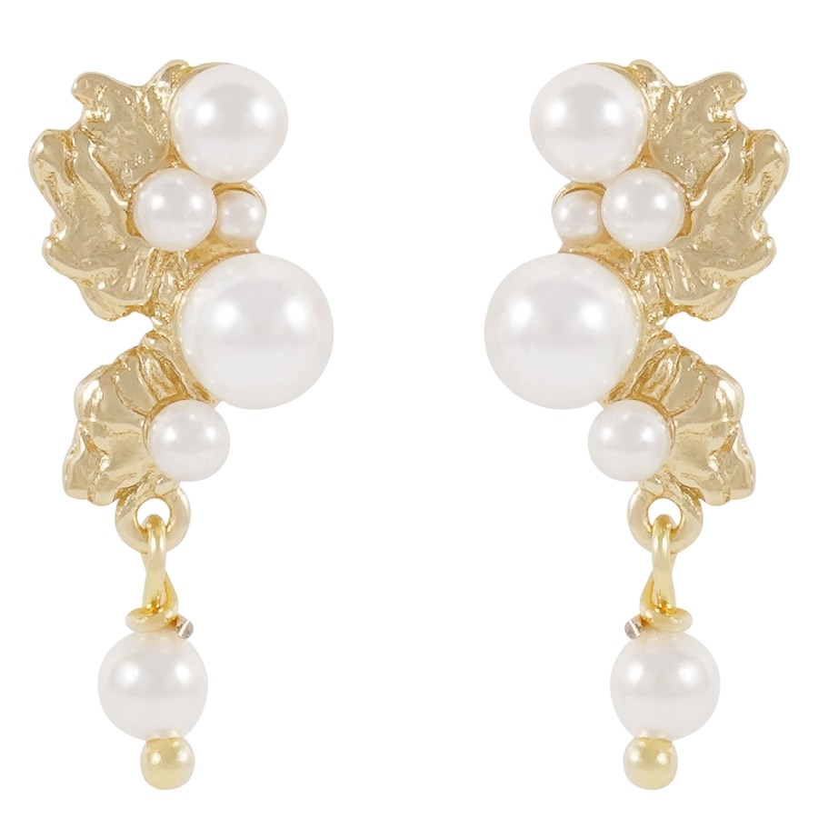 Snö Of Sweden Line Earring Gold/White Onesize