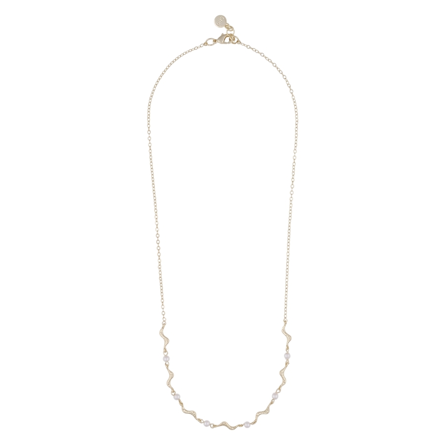 Snö Of Sweden Line Pearl Necklace Gold/White 42cm