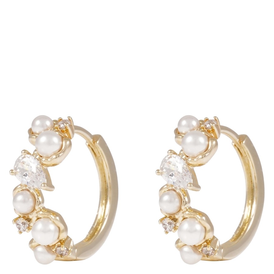 Snö Of Sweden Brittany Sparkling Hoop Earring Gold/White Onesize