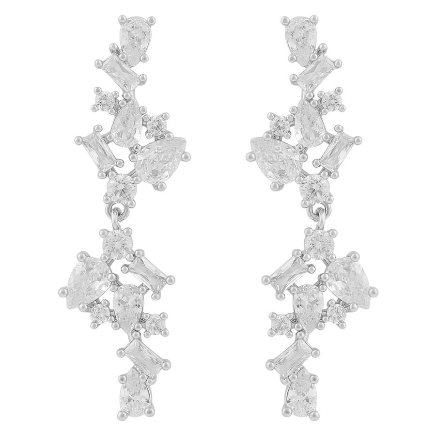 Snö Of Sweden Envy Big Pendant Earring Silver/Clear Onesize