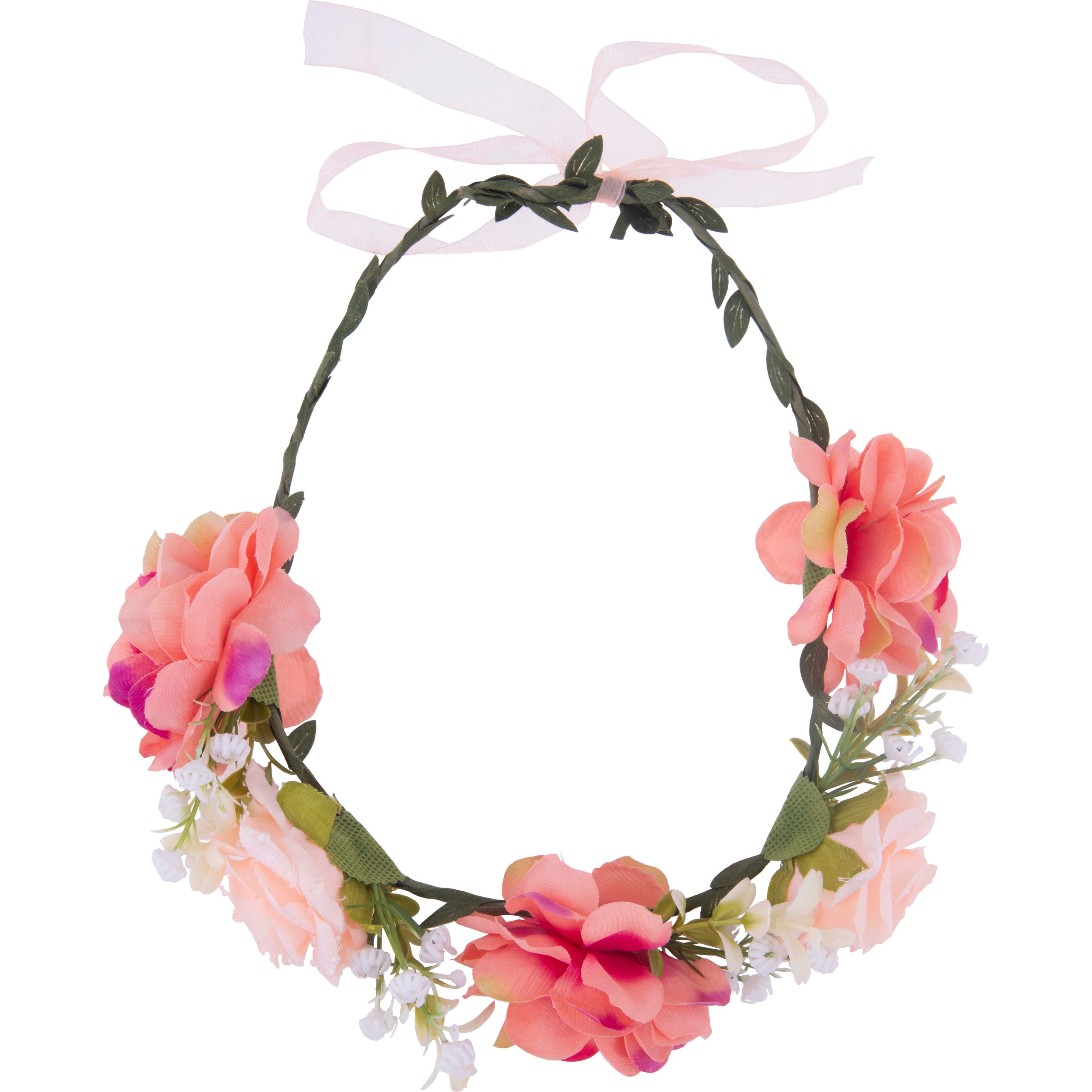 Dazzling Flower Head Band Coral/Apricot Flowers