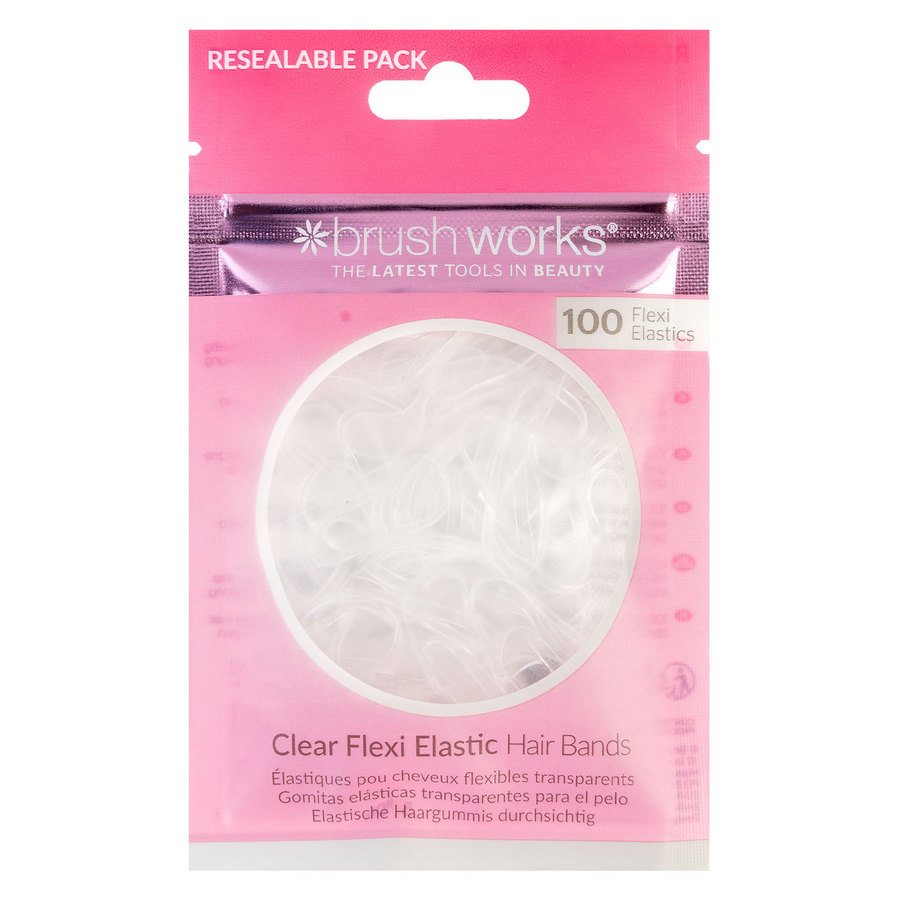 Brushworks Clear Flexi Elastic Hair Bands 100pcs