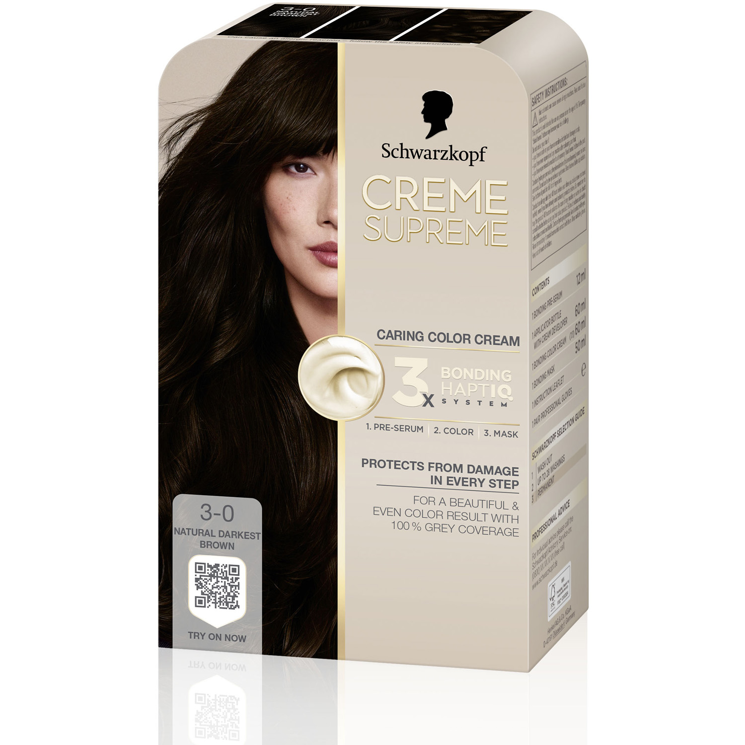 Schwarzkopf Creme Supreme 3-0 Natural Darkest Brown - 1 pcs