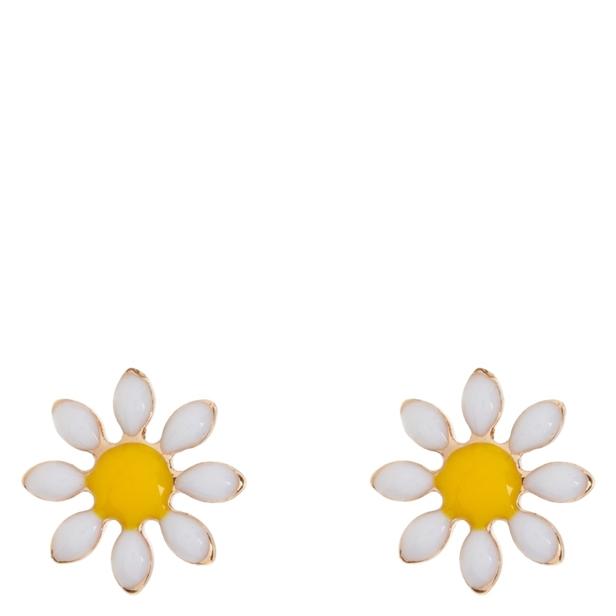 Timi of Sweden Daisy Flower Enamel Stud Earrings Gold