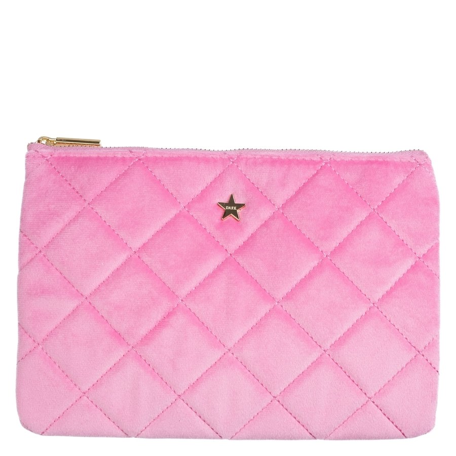 DARK Velvet Quilted Small Pouch Bubblegum Pink