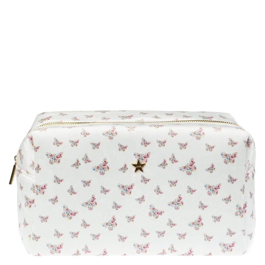 DARK Velvet Square Make-Up Pouch Large Off White Butterfly Patter