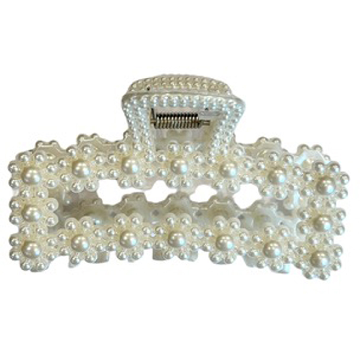 Dark Vintage Pearl Hair Claw Square White Pearl