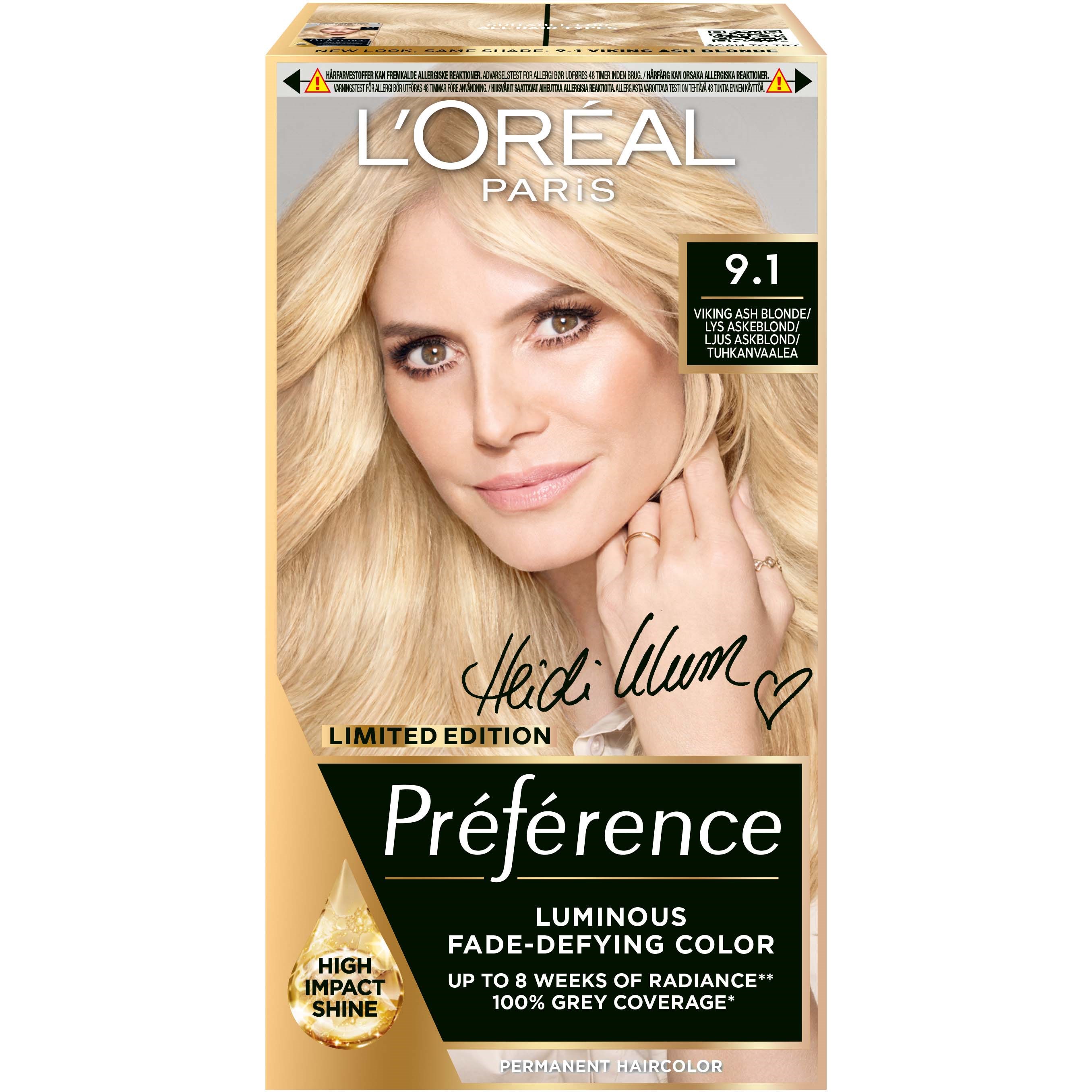 Loreal Paris Préférence Permanent Hair Color 9.1 Viking Ash Blond