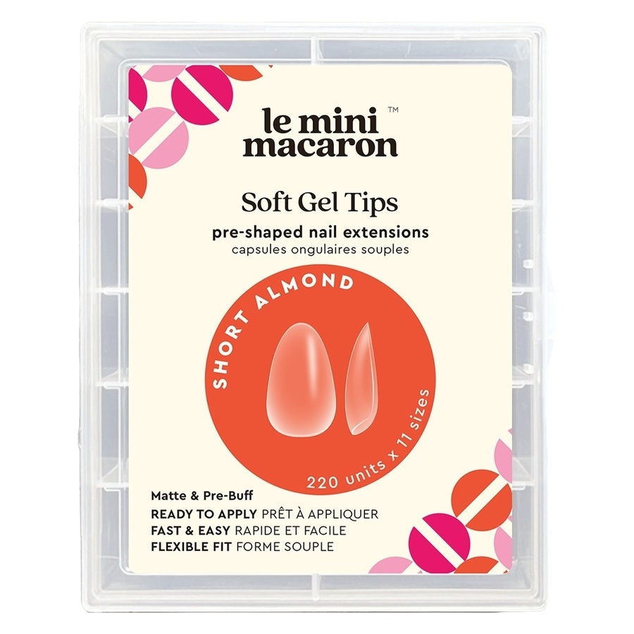 Le Mini Macaron Soft Gel Tips Short Almond Matte 220pcs
