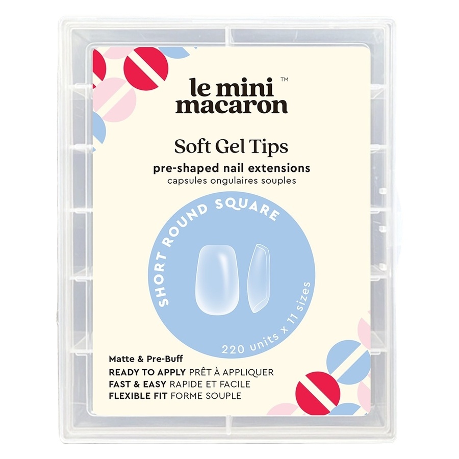 Le Mini Macaron Soft Gel Tips Short Round Square Matte 220pcs