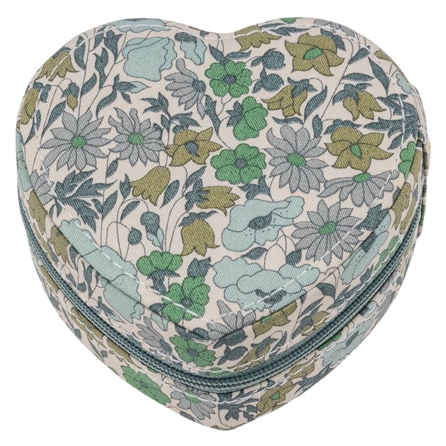Bon Dep Jewelry Box Heart MW Liberty Poppy And Daisy Teal