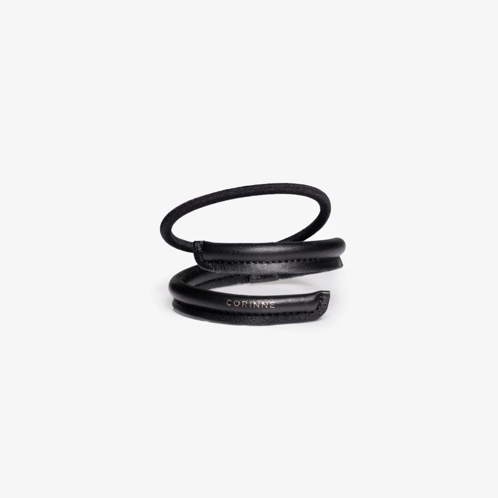 Leather Band Short Narrow Bendable Black