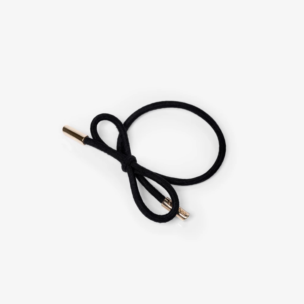 Hair Tie Bow Metal Plain Black