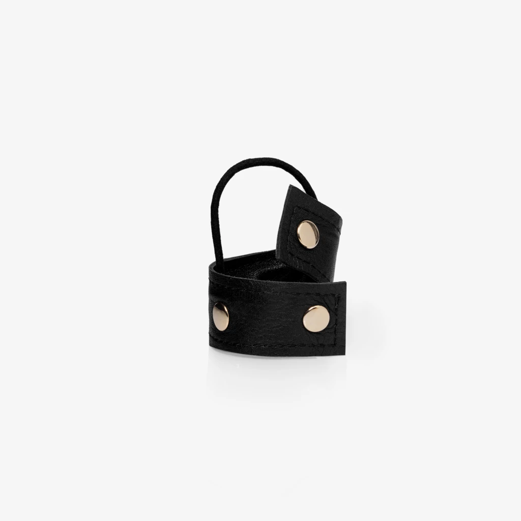 Leather Band Short Bendable Rivets Black / Gold Rivets