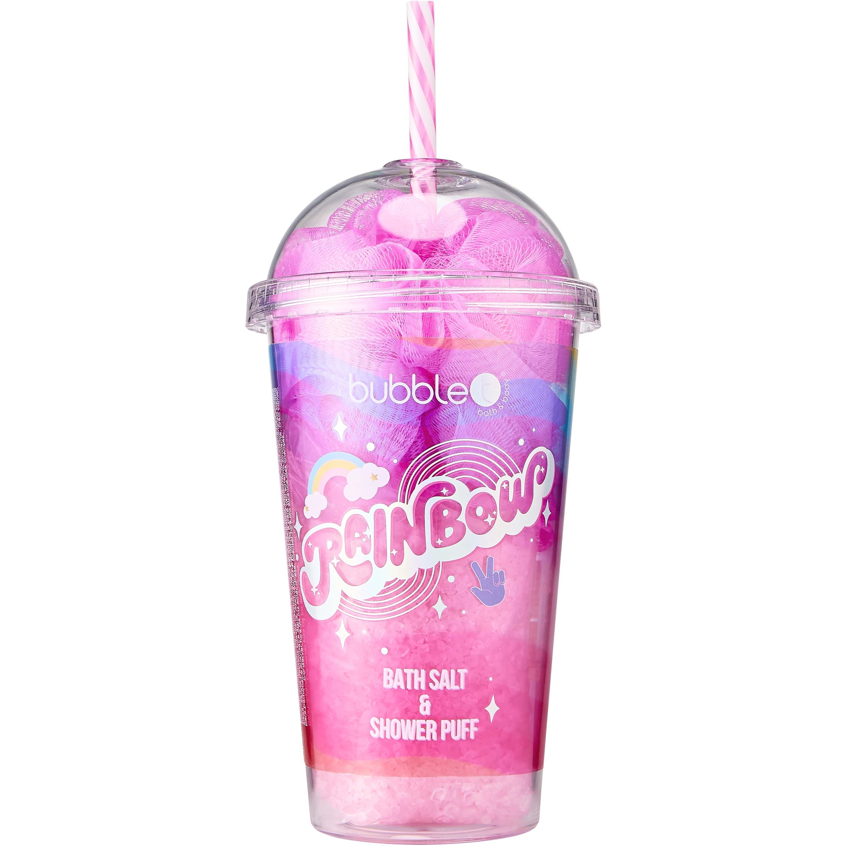 BubbleT Rainbow Bath Salt & Shower Puff