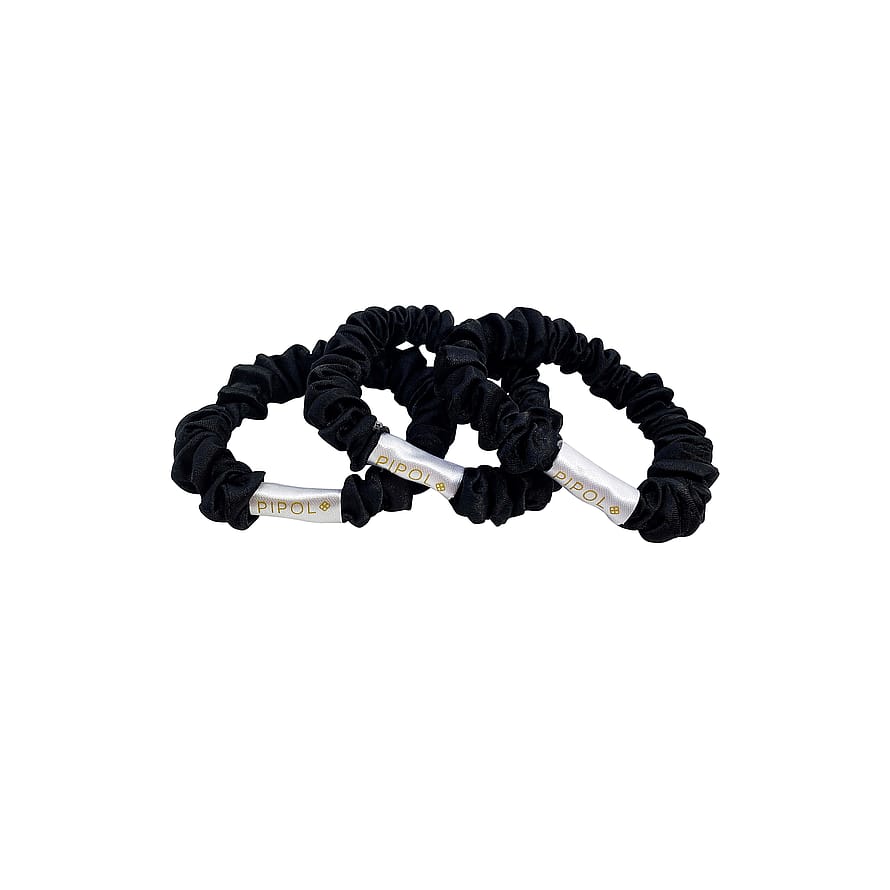 Satin Love Scrunchies 3-pack Black