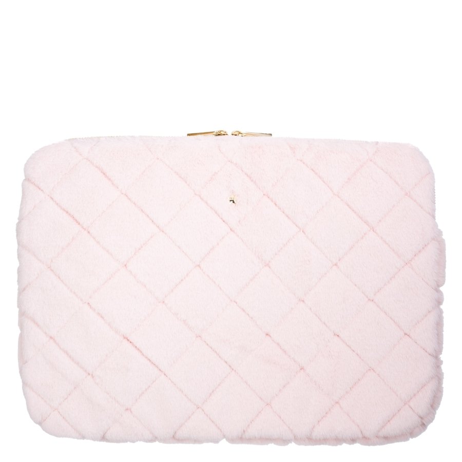 DARK Faux Fur Quilted Mac Cover Pale Rose