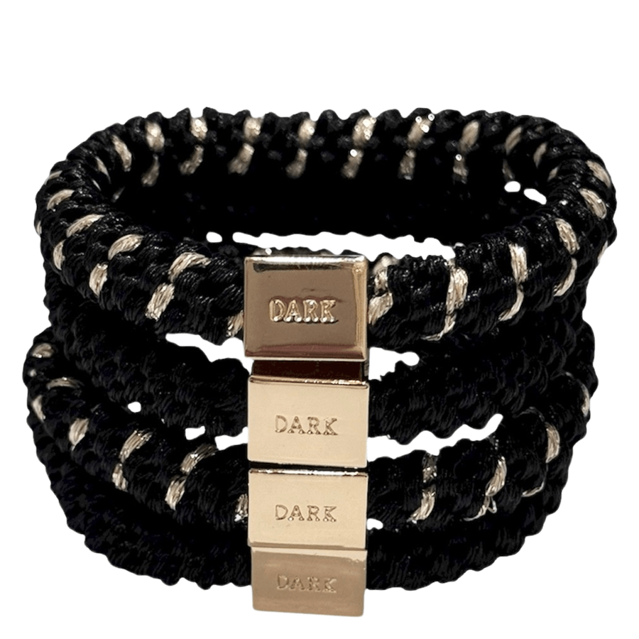 DARK Fat Hair Ties Combo Basic Black 4pcs