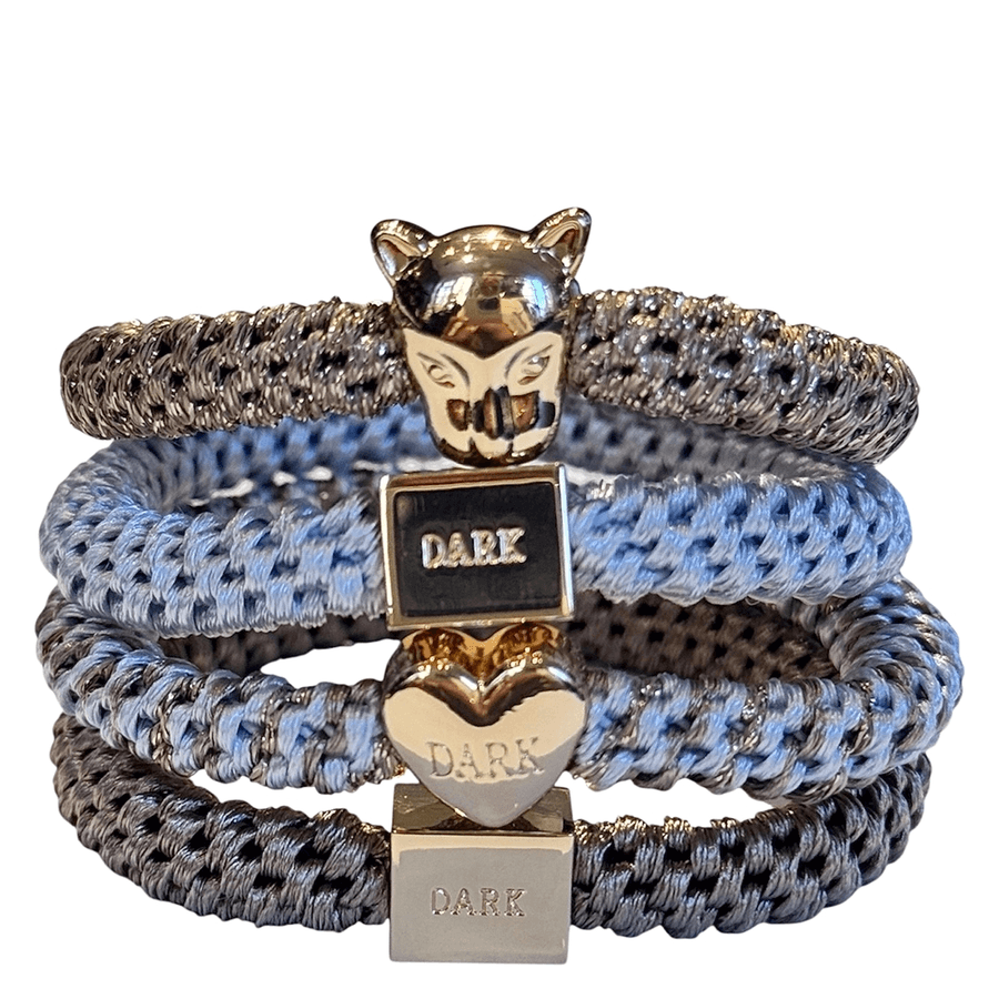 DARK Fat Hair Ties Combo Cool Blue & Taupe Mix
