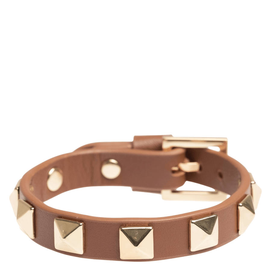 DARK Leather Stud Bracelet Cognac