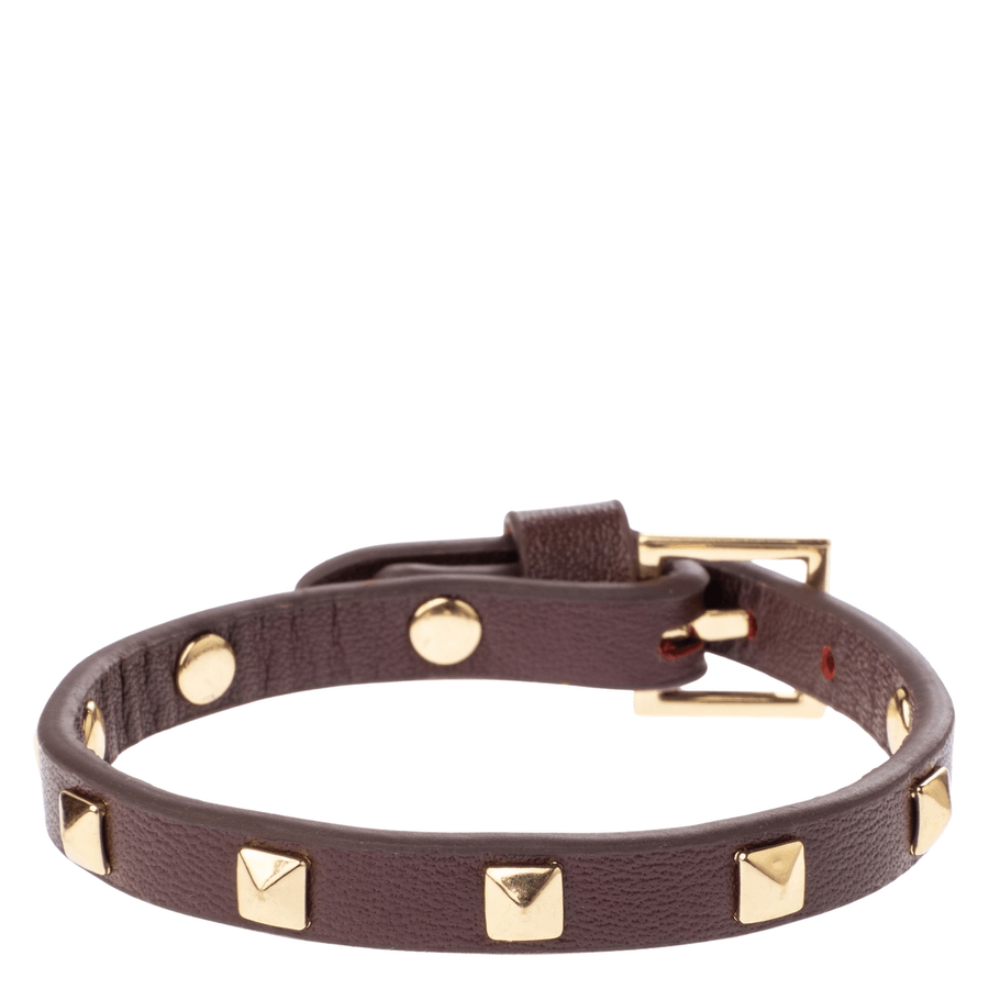 DARK Leather Stud Bracelet Mini Maroon