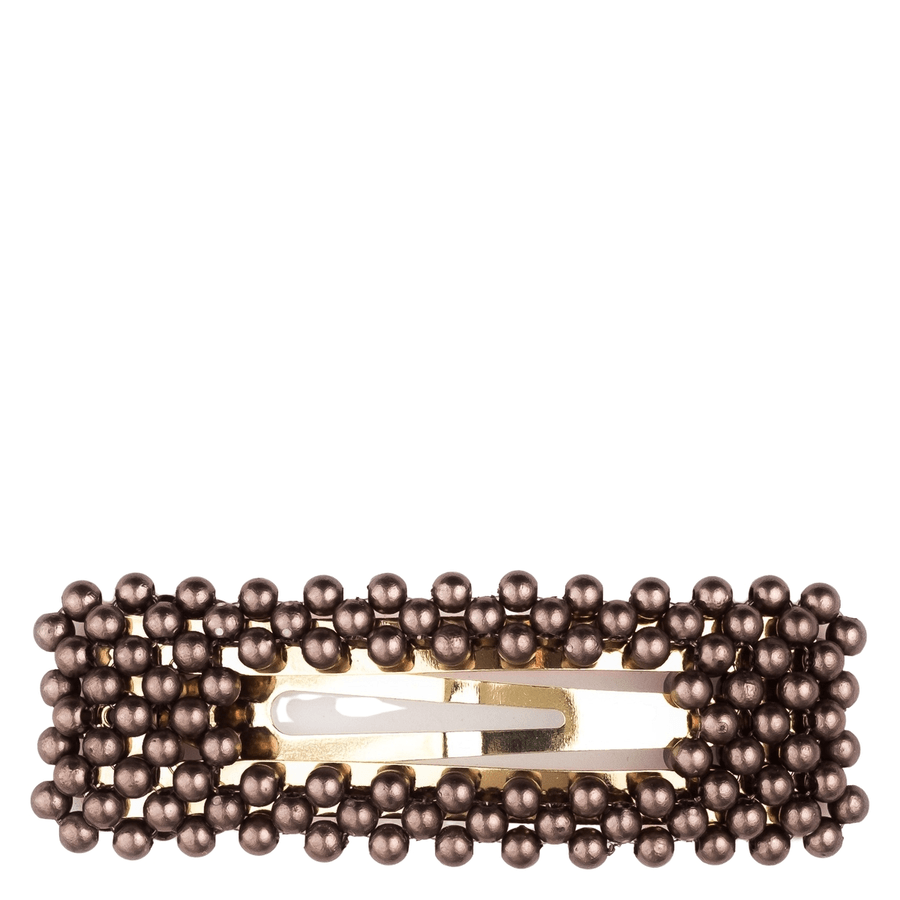 DARK Pearl Hair Clip Square Chocolate Brown