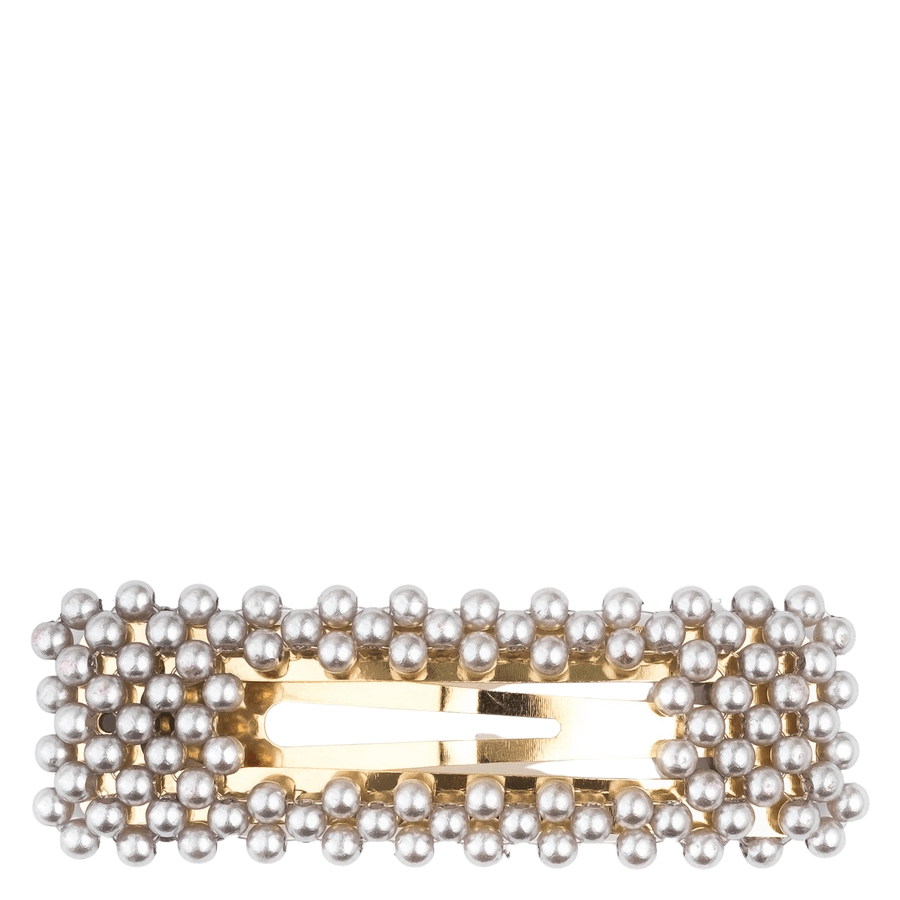 DARK Pearl Hair Clip Square Light Grey