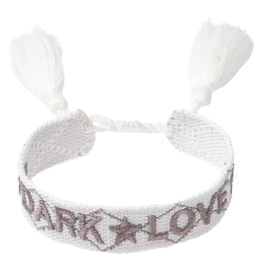 DARK Woven Friendship Bracelet "Dark Love" White & Taupe