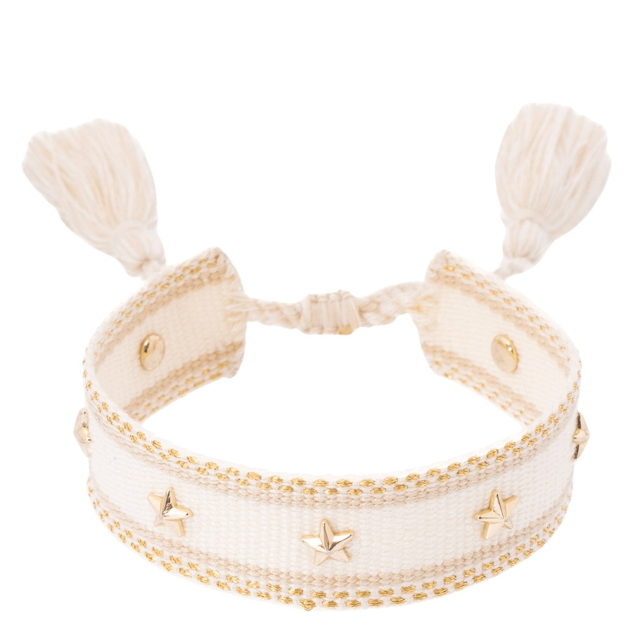 DARK Woven Friendship Bracelet with Star Studs Vanilla
