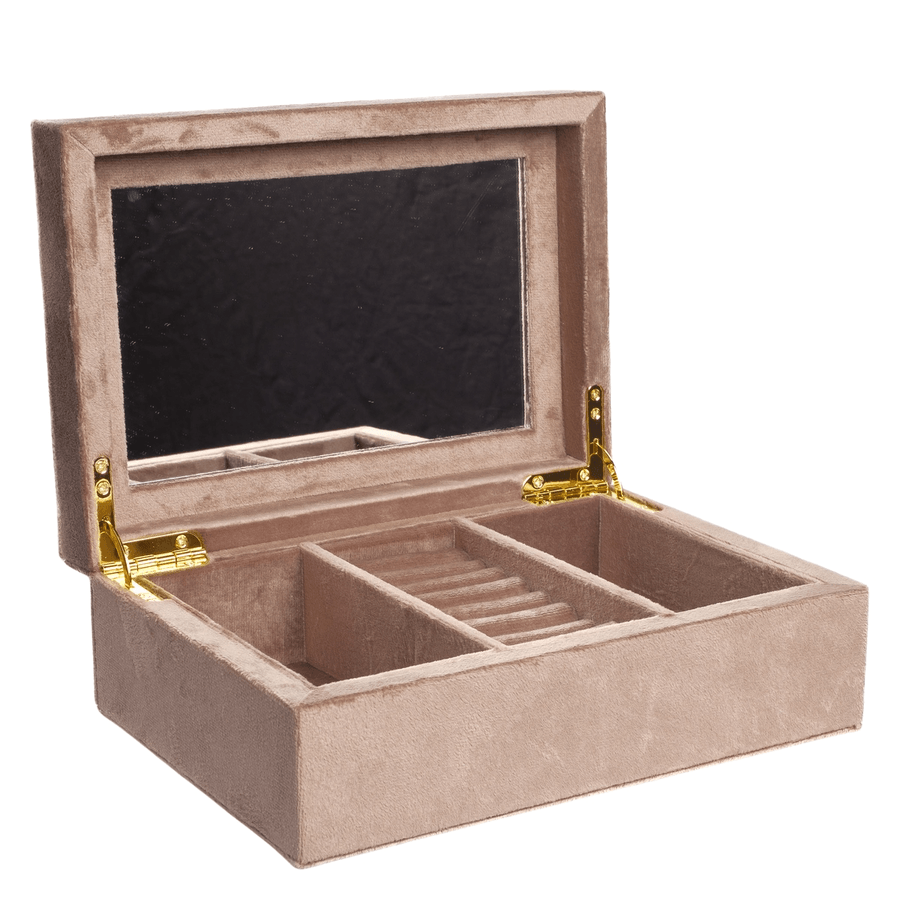 DARK Velvet Jewellery Box Large Warm Taupe