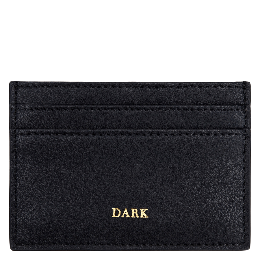 DARK Leather Card Holder Nappa Black With Gold