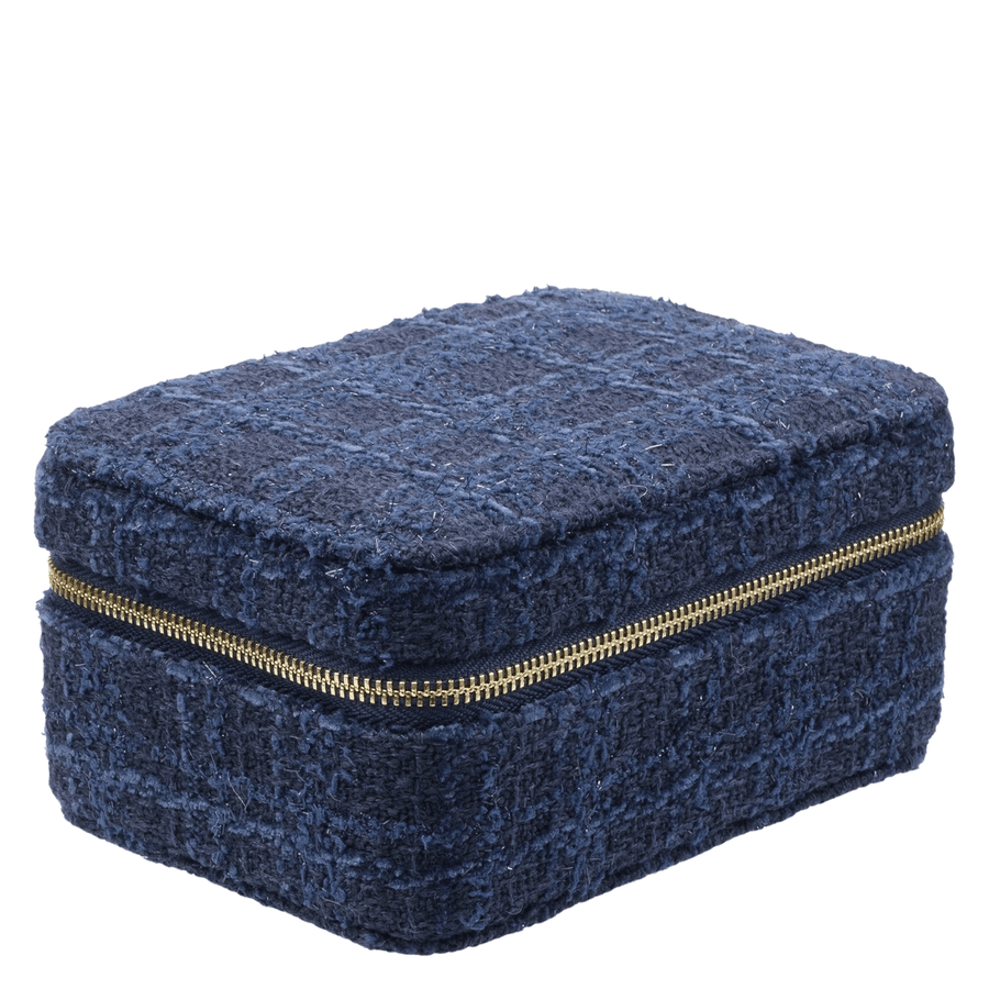 DARK Tweed Jewellery Box Dark Navy Blue