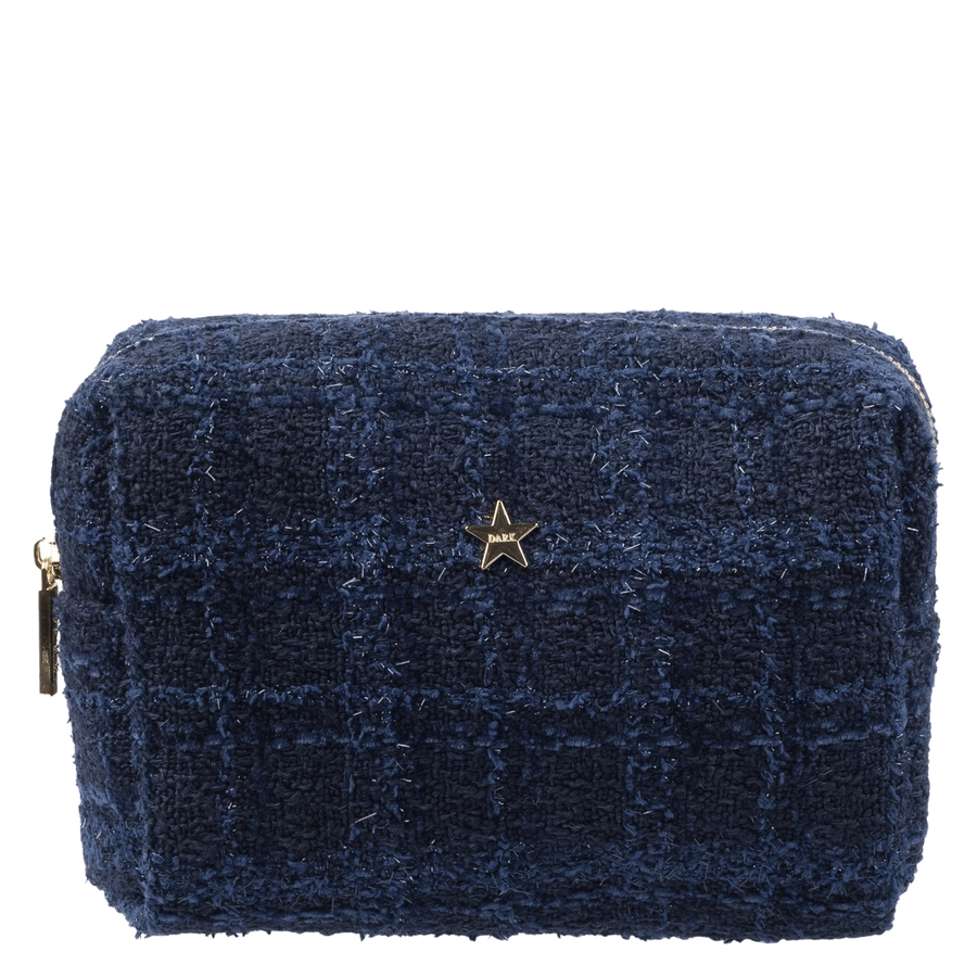 DARK Tweed Make-Up Pouch Small Dark Navy Blue