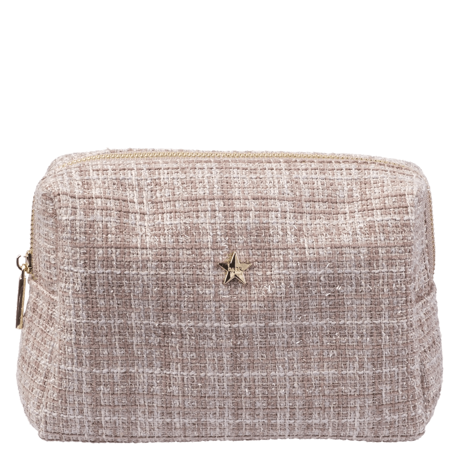 DARK Tweed Make-Up Pouch Small Warm Taupe
