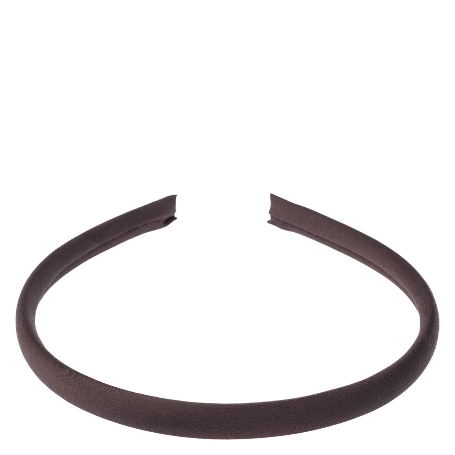 DARK Satin Hair Band Thin Chocolate Brown