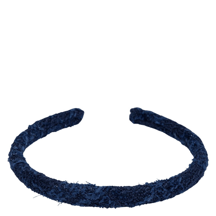 DARK Tweed Hair Band Thin Dark Navy Blue