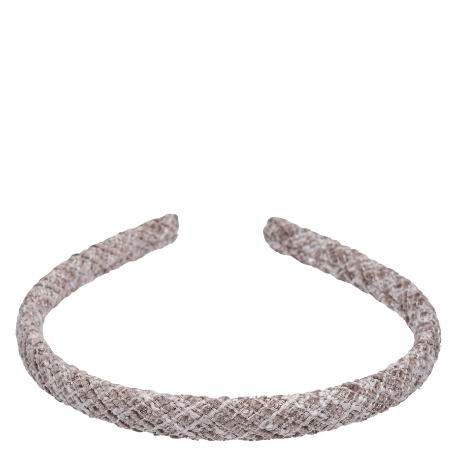 DARK Tweed Hair Band Thin Warm Taupe