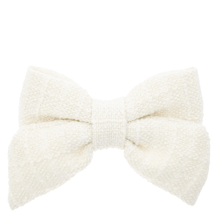 DARK Tweed Bow Hair Clip Off White