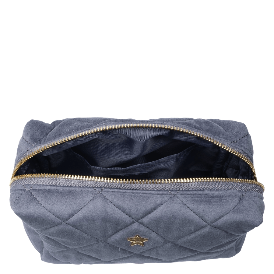 DARK Velvet Square Quilted Make-Up Pouch Small Grisalle Blue