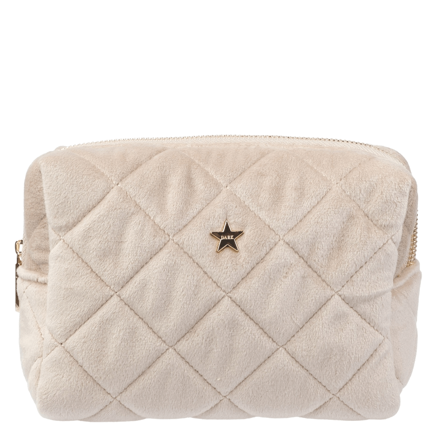 DARK Velvet Square Quilted Make-Up Pouch Small Dark Sand