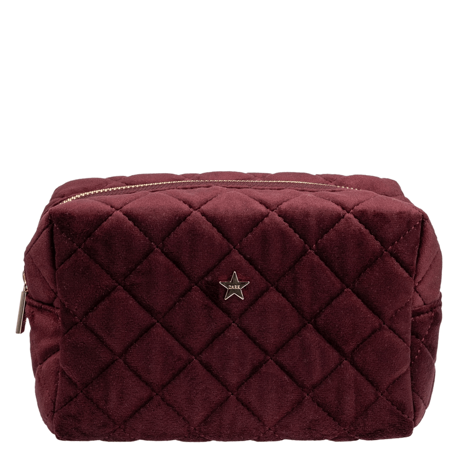 DARK Velvet Square Quilted Make-Up Pouch Small Maroon