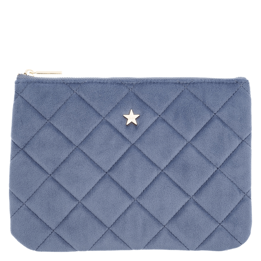 DARK Velvet Quilted Small Pouch Grisalle Blue
