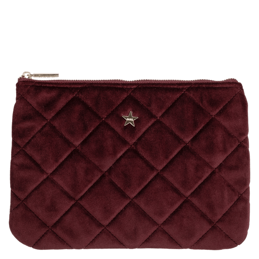 DARK Velvet Quilted Small PouchMaroon
