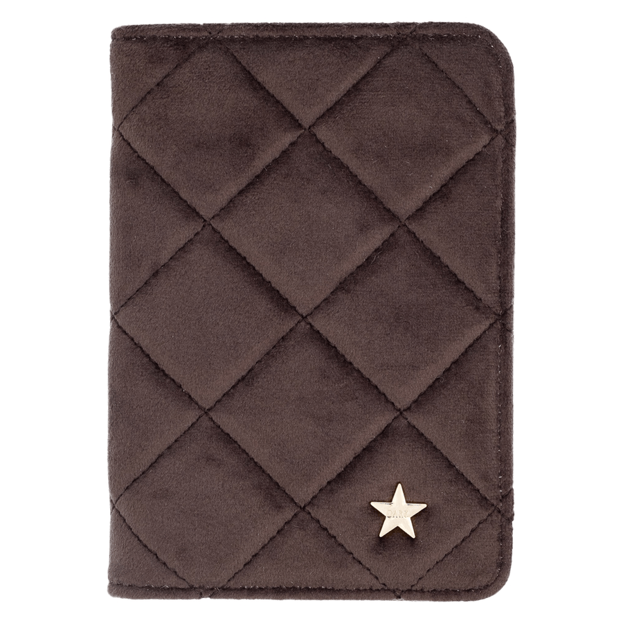 DARK Velvet Quilted Passport Cover Chocolate Brown